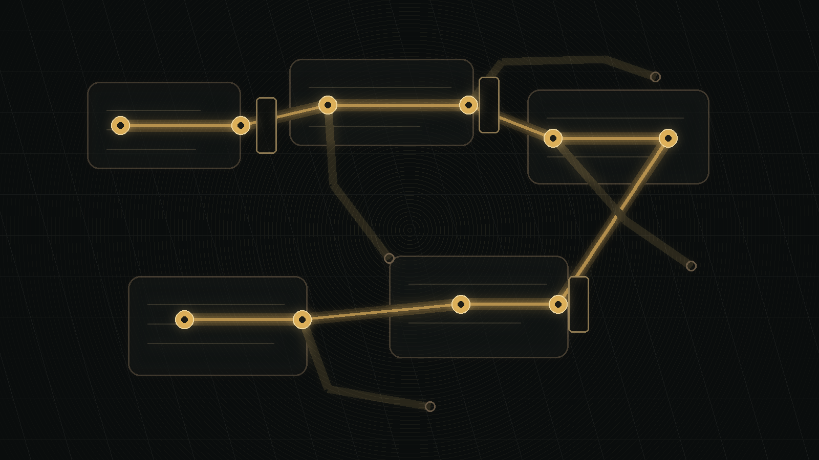 Abstract gold agent trace branching through context, tool results, reasoning checkpoints, and drift signals